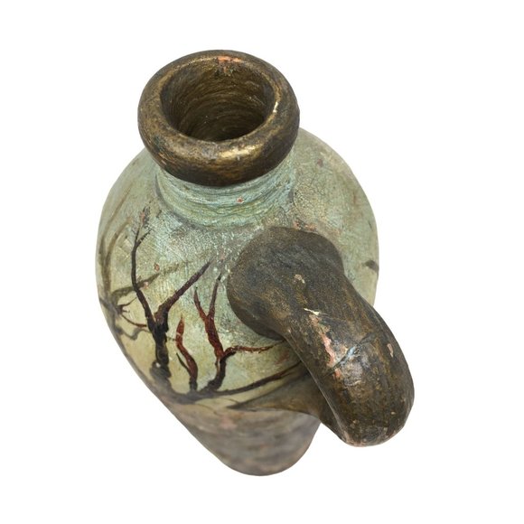 Folk Art Handprinted Tall stoneware jug with fine art scene - Picture 5 of 14